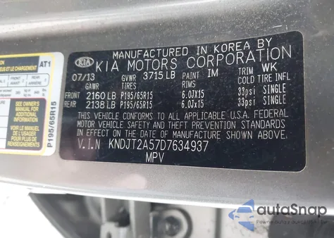 2013 Kia Soul from USA, damaged, VIN KNDJT2A57D7634937